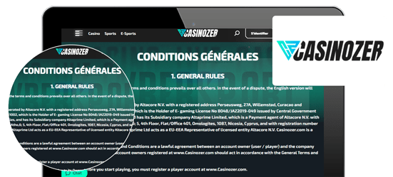 termes et conditions de casinozer